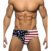 MIZOK Men's Ployester Swimsuit Bikini Briefs with Adjustable Drawstring