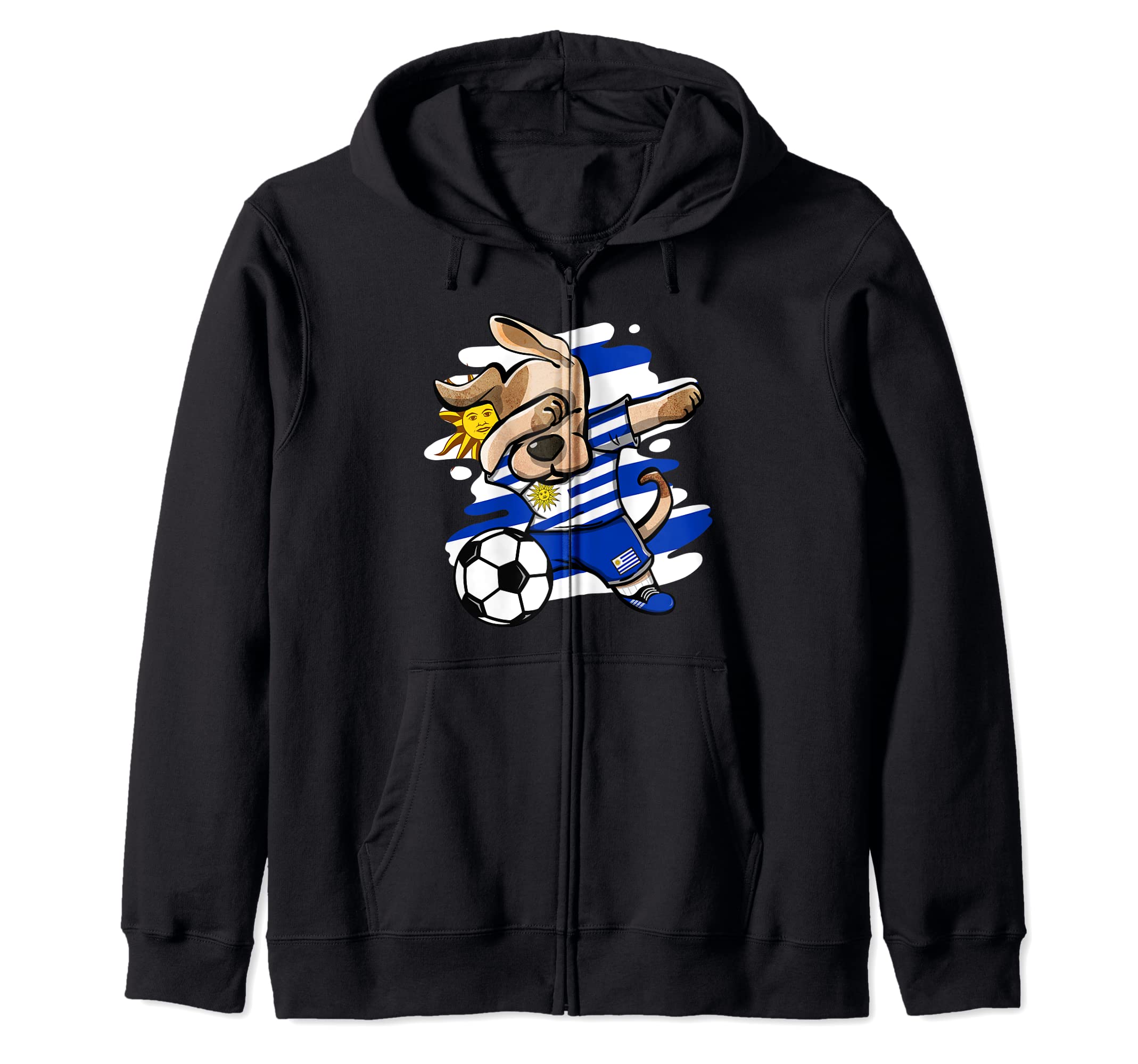 Dabbing Dog Uruguay Soccer Fans Uruguayan Flag Football Art Zip Hoodie
