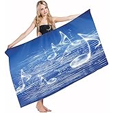 Mugod Bath Towel Beach Towel Music Magical Water with Musical Notes Blue Quick Drying Bath Towels Cotton Polyester for Home Bathroom Pool and Gym 32 X 64 Inches