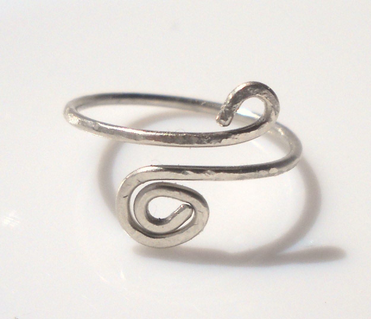 Hammered Silver Wire Spiral Toe Ring or Knuckle Ring
