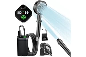 AlpsWolf Portable Shower for Camping, 6000mAh Rechargeable Camping Shower with Digital Display, Outdoor Shower Sustainable for Camping, Beach, Hiking, Travelling, Pet Cleaning