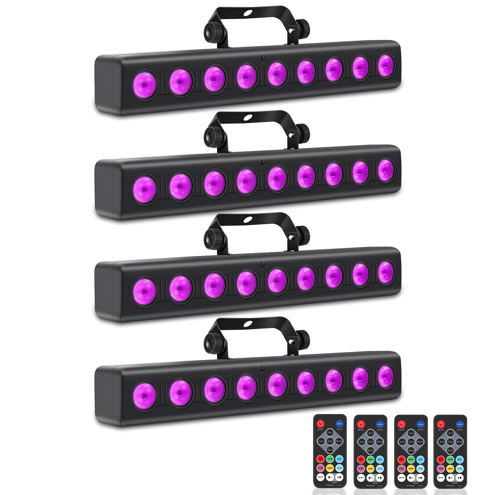 Photo 1 of ENDYSHOW LED Stage Wash Light Bar,50W 9 LED 4IN1 RGBW DJ Stage Lights Bar with Remote Control Sound Activated DMX Stage Light for Church Events Wedding Disco Party DJ Lights 4Pack