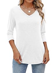 Sherosa Womens Summer Tops 3/4 Sleeve V Neck Casual