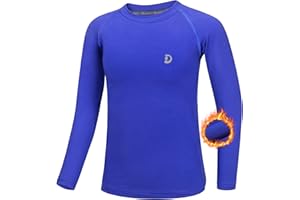 Dizoboee Youth Boys Thermal Compression Shirt Long Sleeve Kids Fleece Baselayers Sports Football Baseball Undershirt