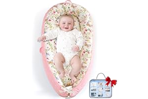 BELIVIUM Baby Lounger for Newborn, Infant Lounger for Playtime, Detachable 0-18 Months Infant Nest, Portable Baby Floor Seats & Loungers, Tummy Time Pillow Travel Essentials Must Haves Newborn Gifts