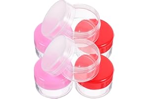 ARTIBETTER 6pcs 20ml Refillable Cream Jars Set with Red, Pink, Lids Small Plastic Containers for Travel