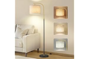 VASAGLE Floor Lamp for Living Room, Modern Arc Standing Lamp, Adjustable Height 150-175 cm, with Foot Switch, Fabric Lampshad