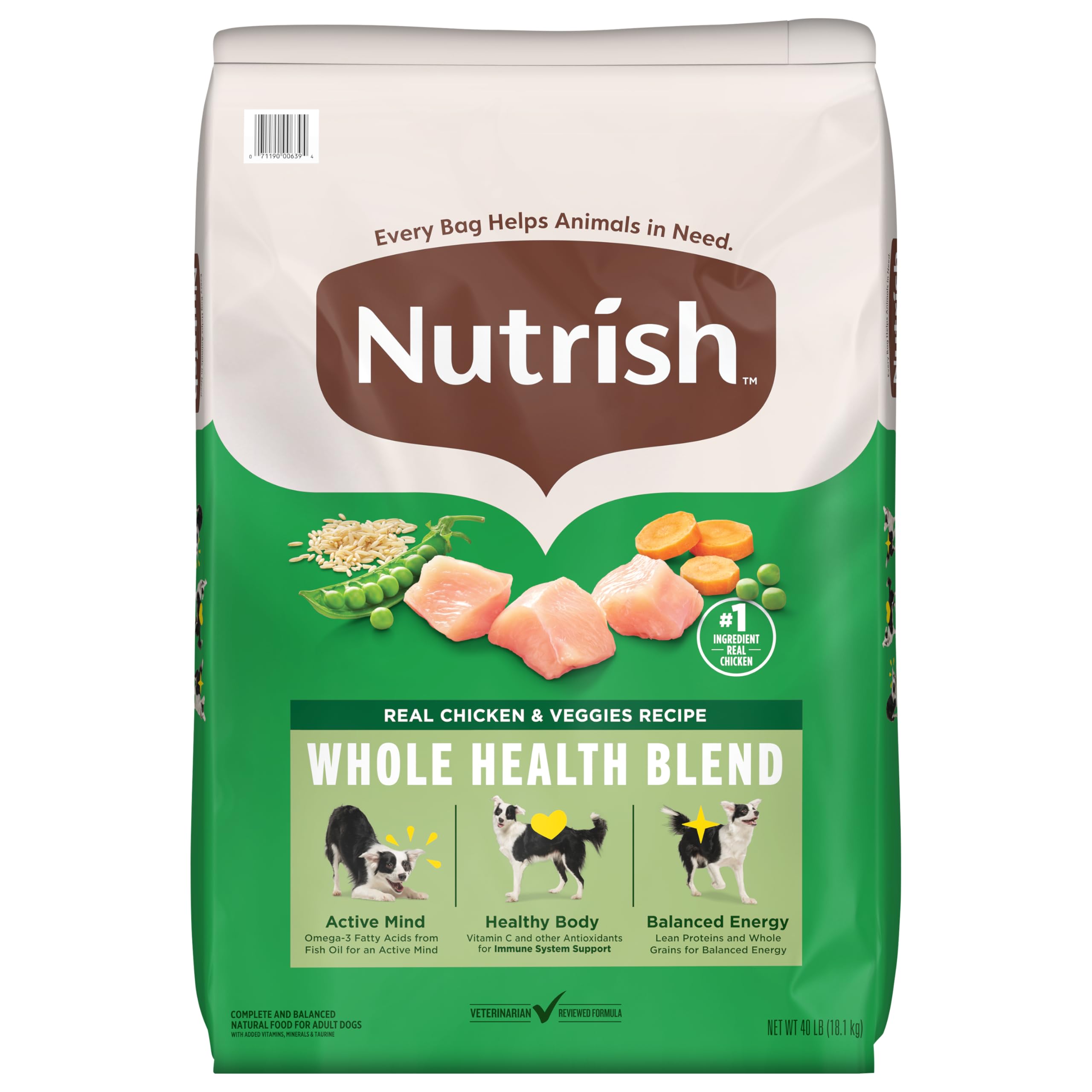Photo 1 of ***15  PART***
***NO RETURN***
****04/13/27*** EXP
Nutrish Dry Dog Food Real Chicken & Veggies Recipe Whole Health Blend, 40 lb. Bag, (Rachael Ray)