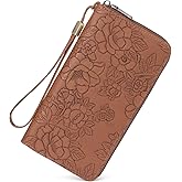 SENDEFN Women's Wallet RFID Blocking Leather Zip Around Wallet Large Capacity Long Purse Credit Card Holder with Wristlet