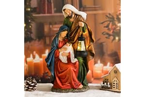 Chonsun Holy Family 12.2 Inch Nativity Sets Figurine Nativity Scenes La Sagrada Familia Estatua Holiday Decorations Room Tabletop Indoor Decor