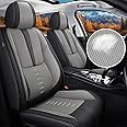 IKABEVEM Seat Covers Fit for Mitsubishi Eclipse Cross 2018-2024 2025 2 Front Seat Covers Breathable 3D Lumbar Support Faux Leather Protector Car Seat Covers (Black& Grey)