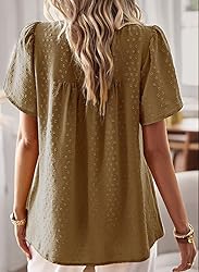 Falechay Plus Size Tops for Women Keyhole Button