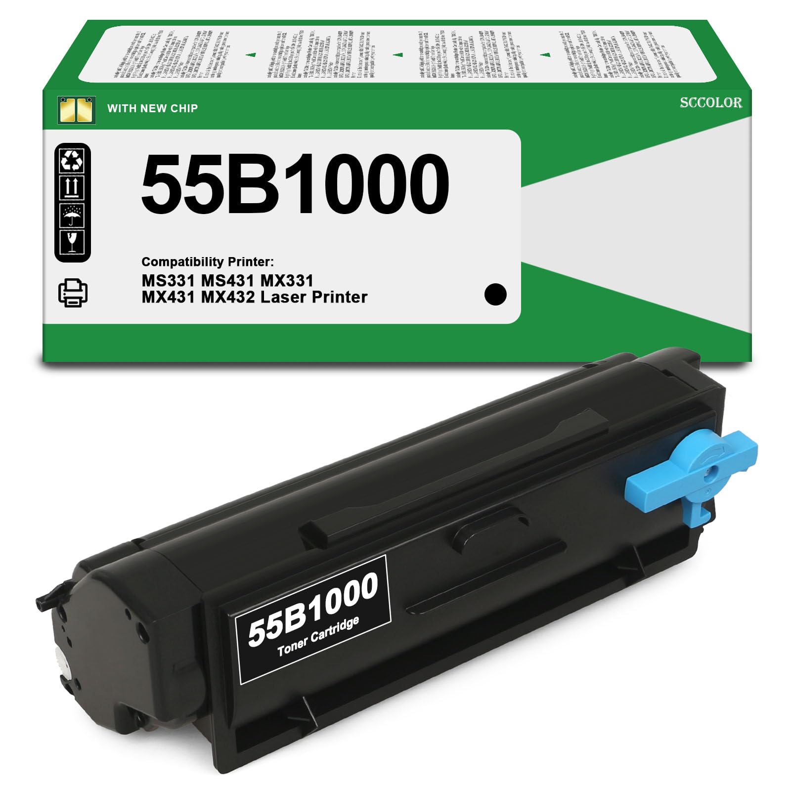 Photo 1 of 55B1000 Black Toner Cartridge Compatible for Lexmark 55B1000 Toner Cartridge Replactment for Lexmark MS331 MS431 MX331 MX431 MX432 MS331dn MS431dn MS431dw MX331adn MX431adn MX431adw MX432adwe