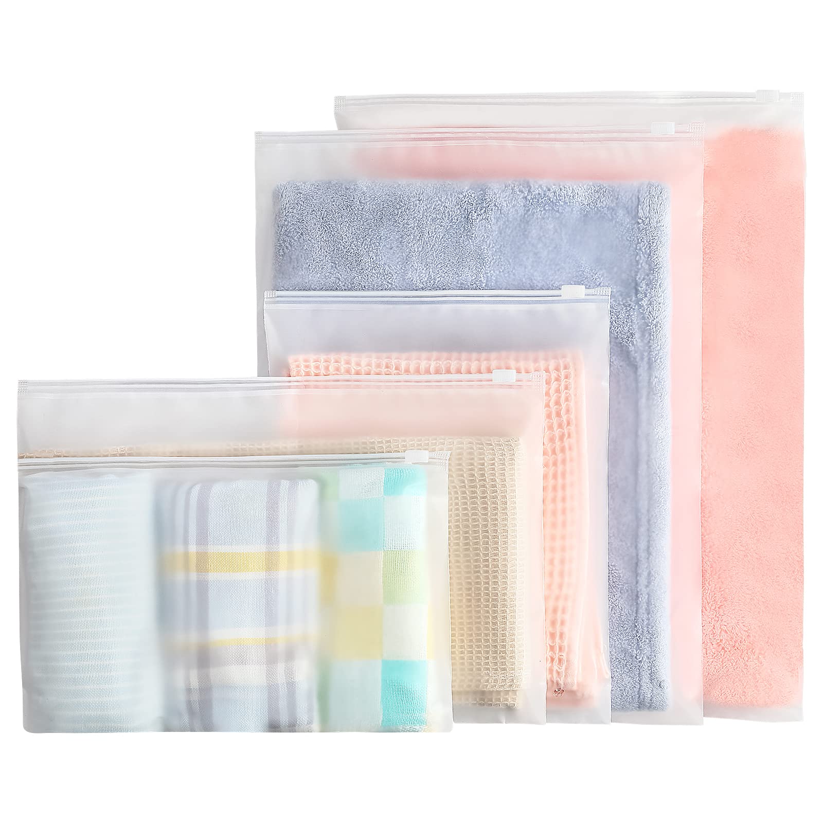 Travel Storage Bags Set Resealable Bags Plastic Waterproof Zip-lock Bags Space Saver Bags Luggage Organizer Travel Pouch Storage for Clothes Mix Sizes (15 Pcs-5 Sizes*3)