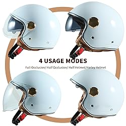 Pretoee Open Face Motorcycle Helmet, 3/4 Retro