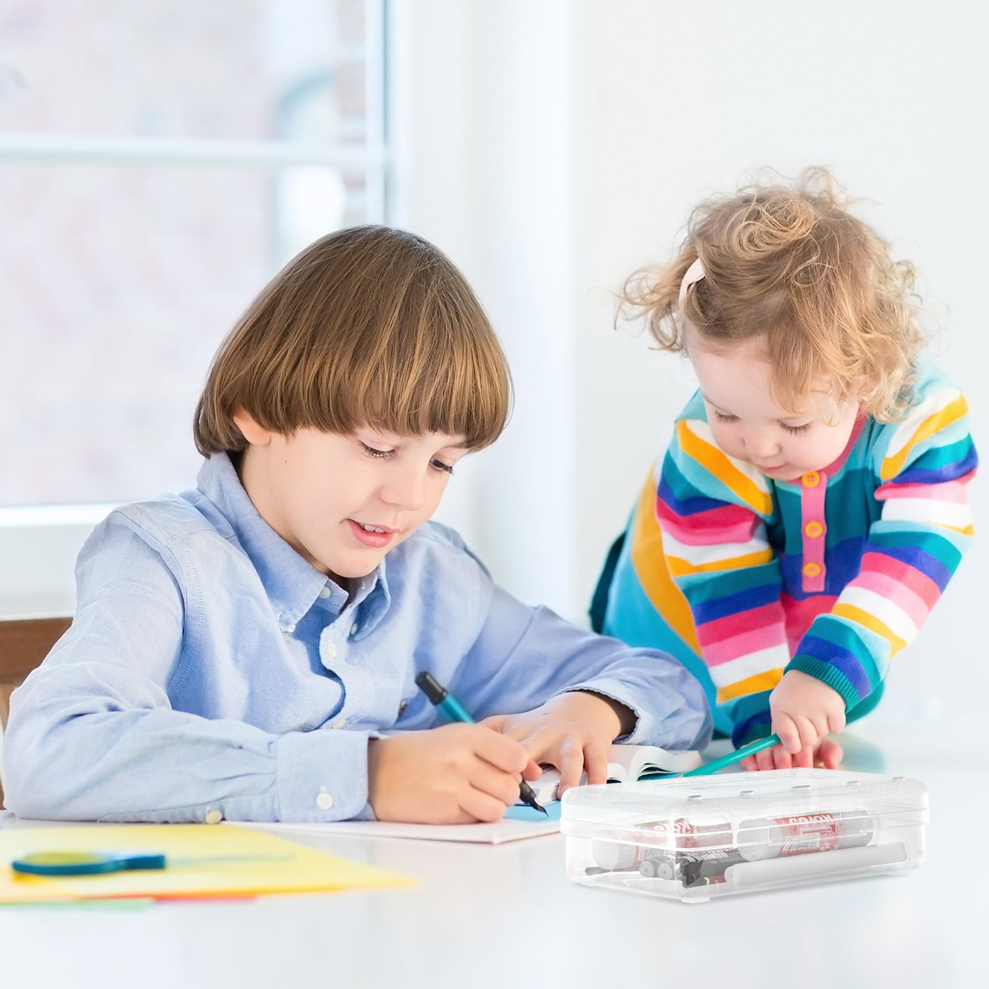 YUQILIN 24pcs Pencil Cases Boxes Clear Pencil Case Organizer Plastic Pencil Case Marker Storage Organizer Clear Pencil Box Large Capacity Pencil Case Bulk