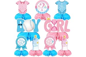 SKTMH 9Pcs Baby Shower Decorations Baby Gender Reveal Honeycomb Centerpieces Boy or Girl Table Centerpieces Blue and Pink Par