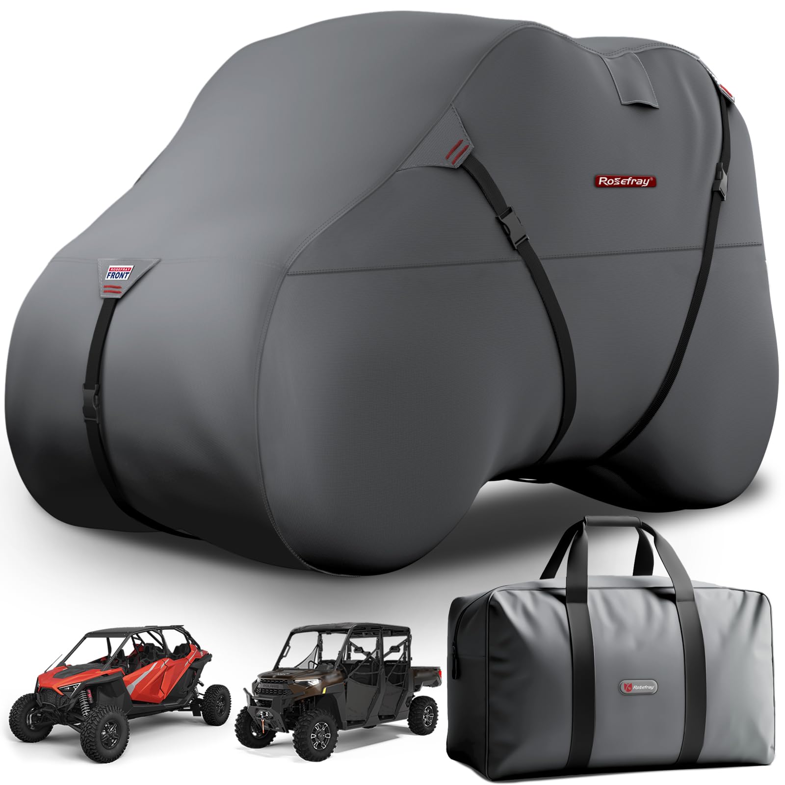 Photo 1 of Rosefray UTV Cover, Waterproof 420D Heavy Duty Protection UTV Covers 2-3 Seater/4-6 Seater Compatible with Polaris Ranger RZR General PRO XP 4 Can-Am Maverick X3 Yamaha SxS M Gray