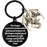 Dragon Keychain Gift for Men Women - Inspirational Jewelry for Adults, Cute Dragons Keyring Present for Friend Birthday