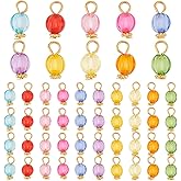 HOBBIESAY 100 Pcs 7.5mm Acrylic Bead Dangle Charms Random Mixed Colors Pendant Drop Beads Charms with Golden Bead Cap for DIY Necklace Bracelet Earring Jewelry Making Findings,Hole:2.6mm