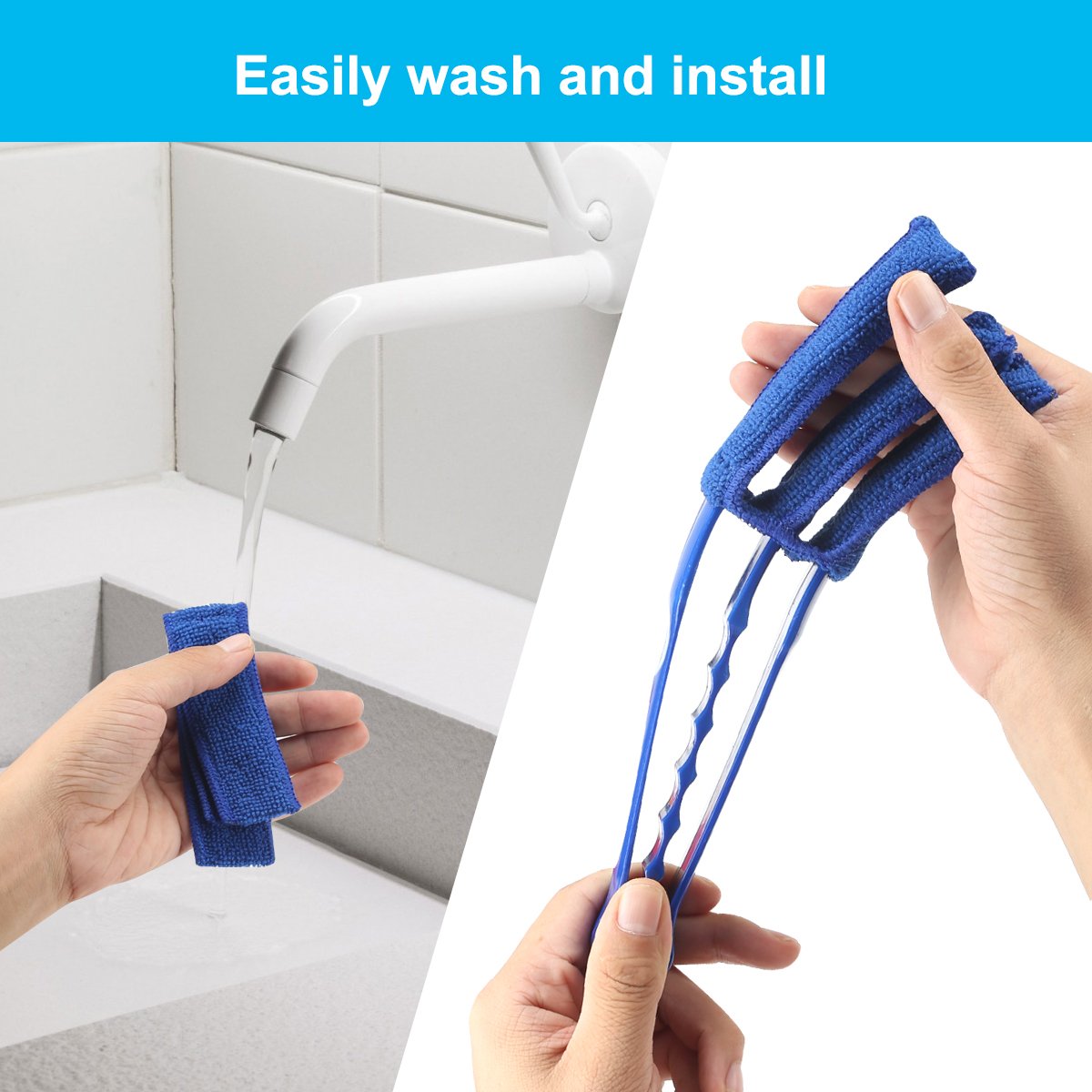 3 x Blinds Cleaner Window Duster Removable,Washable Microfibre Fabric Cleaning Cloth With 3 Extra Microfiber Sleeves for Window Blinds Air Conditioner