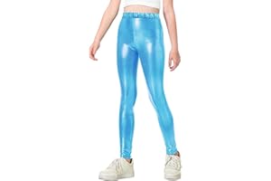 Gnainach Girls Metallic Leggings Stretch Comfort Shiny Mystique Dance Pants for Toddler Kids Teen Yoga Party Workout