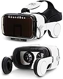 Okra Rhythm SoundBox VR Virtual Reality Glasses Headset - 3D 360 Panoramic with Built-in Stereo Headphones (Hi-Fi Sound) for iPhone or Android