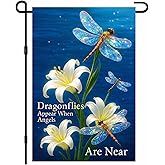 IVN Spring Dragonfly Garden Flag 12 x 18 Inch Double Sided Flower Yard Flags Dragonfly Bai Baihe Seasonal Flags for Outside Farmhouse Summer Decor Welcome Yard Outdoor Decoration Flag