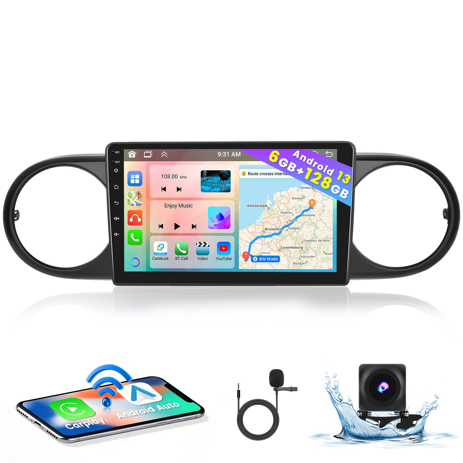 8 Core 6+128GB Android 13 Car Stereo for Toyota