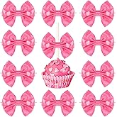 25 Pcs Rose Pink Twist Tie Bows, 3.5 Inch Satin Ribbon Bows for Treats, Premade Gifts Wrap Embellishments for Candy Apple Cake Pop Wedding Favor Shower or Holiday Event Decor