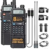 BAOFENG UV-5R Ham Radio Long Range 8W UV5R Dual Band 3800mAh Rechargeable Extended Battery Walkie Talkies for Adults Handheld