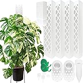 4 Psc 9 Inch D Shaped Moss Pole with Watering Dripper, Plastic Moss Poles for Climbing Plants, Sturdy Monstera Plant Support,