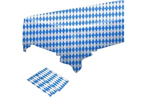 Iceyyyy 3 Pieces Oktoberfest Tablecover - 54" x 108" Oktoberfest Bavarian Flag Check Table Cloth Blue Diamonds Bavarian Tablecover for German Oktoberfest Themed Party Decorations