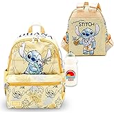 Stitch Mini Backpack Set - Bundle of 13” Disney Bag with Front Pocket & Water Bottle | Disney Lilo & Stitch Backpack Purse for Kids, Teens, and Women