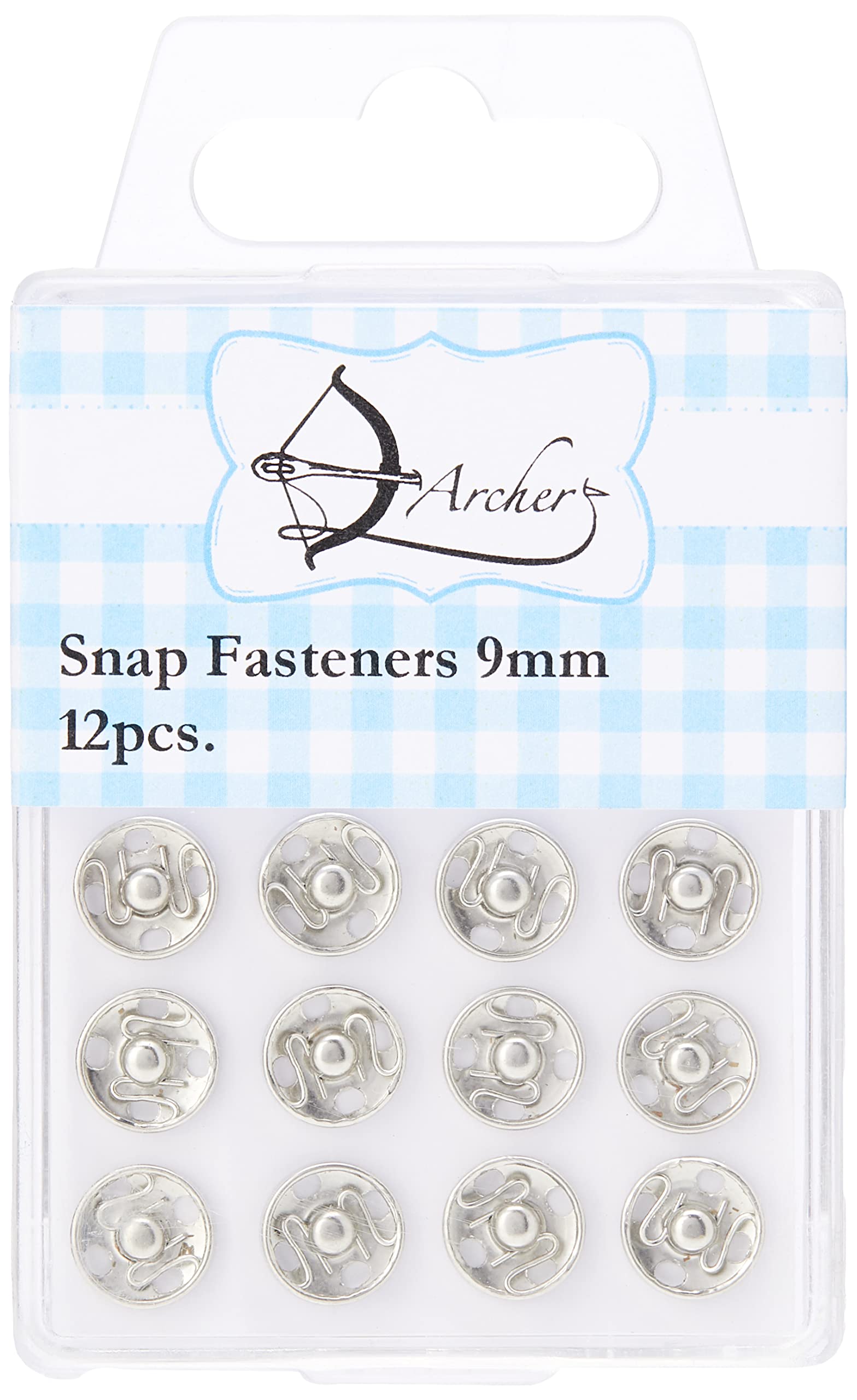 Archer AR1035 9mm Snap Fasteners 12pcs, Silver, 10 x 6 x 1 cm