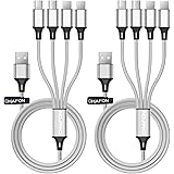 CHAFON Multi Charging Cable 6FT/1.8M 4 in 1 Nylon Braided Multiple USB Fast Charger Cord Adapter Type C Micro USB Port Connec