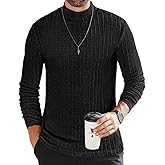 Ekouaer Men's Mock Turtleneck Shirts Long Sleeve Underwear Tops Fleece Ribbed Knit Pullover Sweater Basic Thermal Sweatshirts