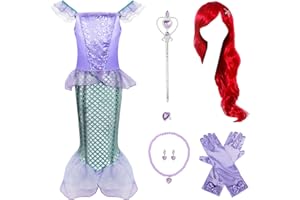 Jeroesja Mermaid Costume for Girls 3-12 - Princess Dresses with Accessories - Ideal Little Mermaid Dress Up Set for Girls