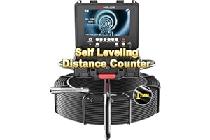 HBUDS Sewer Camera Self Leveling 200ft, 7mm Thicker Cable Drain Camera with Distance Counter, 9" 1080P HD Screen Plumbing Camera Snake with Light, Pipe Inspection Camera with Video&Audio Record 32GB