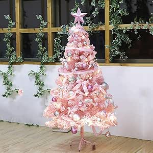 WW&TT Pino de Navidad Artificial Flocado, Culo fácilEmbly Pino de