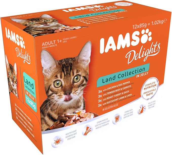 Iams Terre Land Collection Nourriture Humide en Gelée pour Chat Adulte Toutes Les Races 12