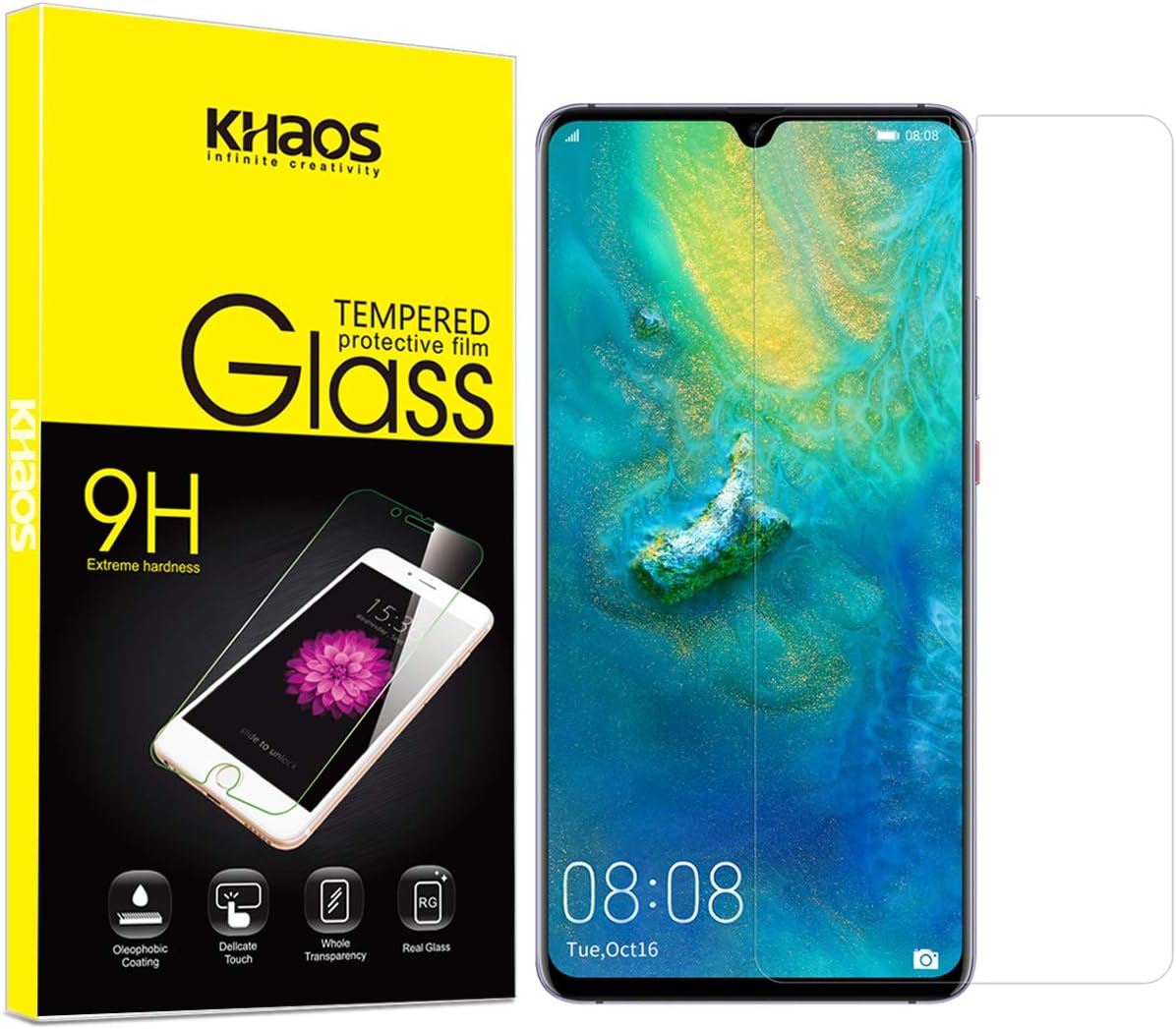 for Huawei Mate 20 X,KHAOS 9H HD-Clear Ant-Scratch Tempered Glass Screen Protector for Mate 20X