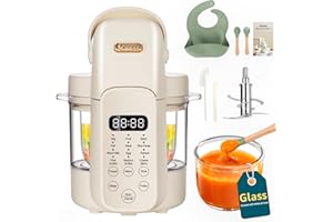 IAGREEA Glass Baby Food Maker, One Step Baby Food Processor Steamer Puree Blender Grinder Mills Machine, Auto Cooking & Grinding for Healthy Homemade Baby Food with 3 Age Stages, BPA-Free