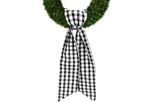 CHMACURA Christmas Wreath Sash for Front Door, Black Buffalo Plaid Burlap Sash Wreath Accessories for Home Wedding Birthday Decorations
