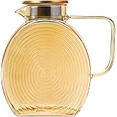 Suwimut Glass Pitcher with Lid and Spout, 2.5 Liter 84 oz Jug Water Pitcher with Handle for Fridge, High Borosilicate Large Glass Carafe Jug for Hot/Cold Water Iced Tea Juice Coffee Milk Beverage