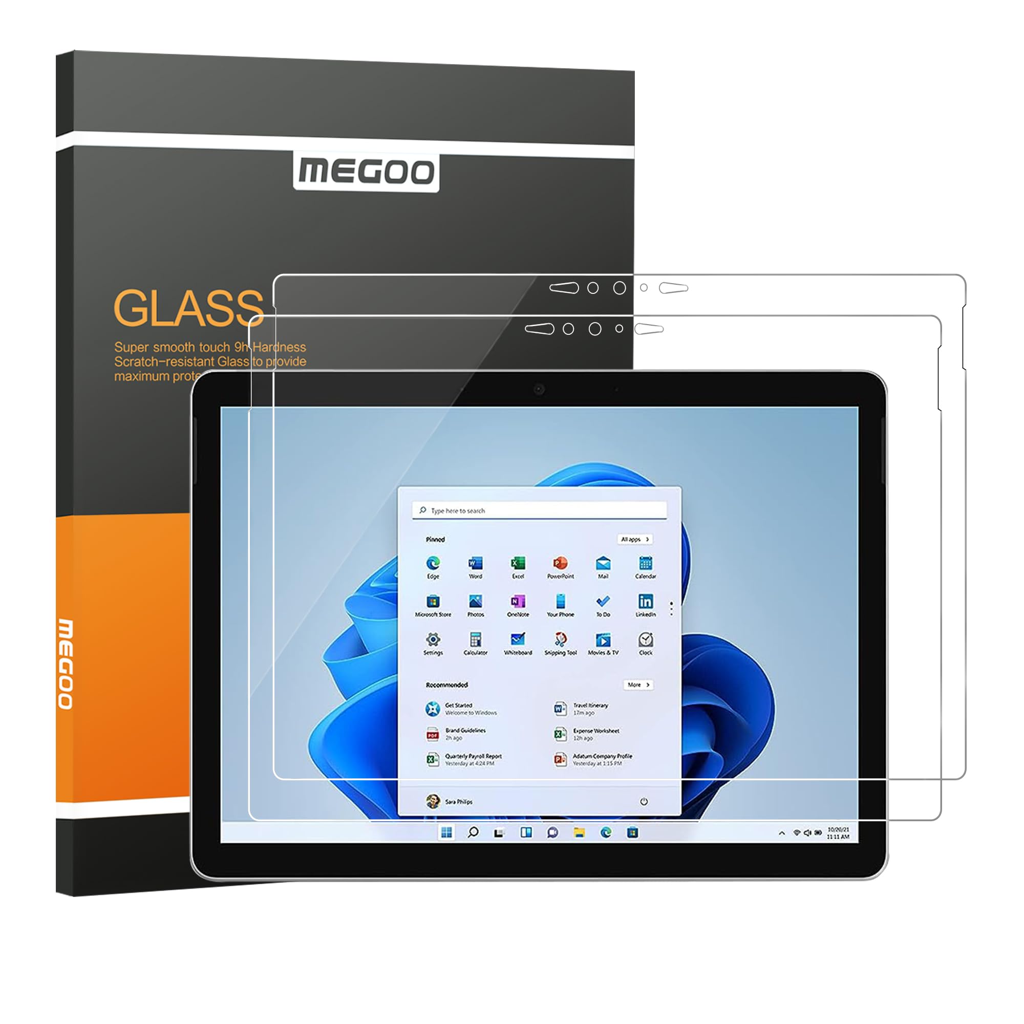 MEGOO [2 Pack] Screen Protector for Surface Go 4/3/2 10.5 inch,Premium Tempered Glass,Scratch Resist,HD Clear, 9H Hardness Screen Protector