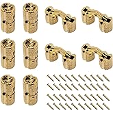 10pcs 0.315inch (8mm) Brass Barrel Hinges Hidden Invisible Cabinet Furniture Hinges Concealed 180 Degree Opening Angle w/40x