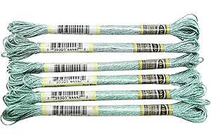 MYTVQRVK Embroidery Thread 6 Piece Set Light Effect High Sheen Metallic Embroidery Floss Cross Stitch Thread 8 Meters Long 6 