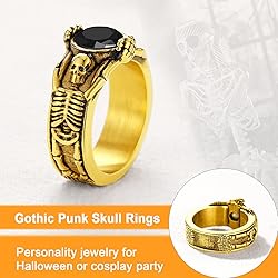 U7 Jewelry Mens Gold Plated Skull Skeleton Ring