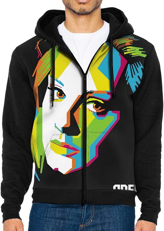 Amazon Co Jp ファッション メンズ ジャケット パーカー ジッパー T シャツ長袖春秋冬のコートは通勤 通学 運動メンズ コート カンガルー ポケットを Adele 印刷します 服 ファッション小物